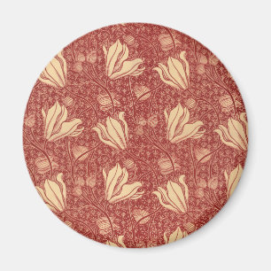 Morris Inspiriert Lily Blume Botanical Red Textile Magnet