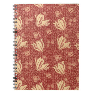 Morris Inspiriert Lily Blume Botanical Red Textile Notizblock