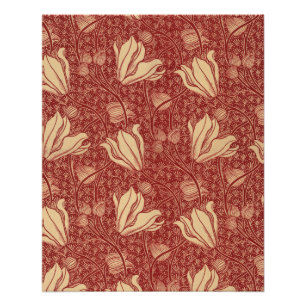 Morris Inspiriert Lily Blume Botanical Red Textile Poster
