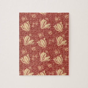 Morris Inspiriert Lily Blume Botanical Red Textile Puzzle
