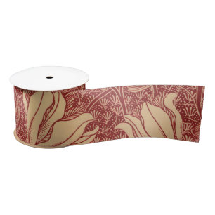 Morris Inspiriert Lily Blume Botanical Red Textile Satinband