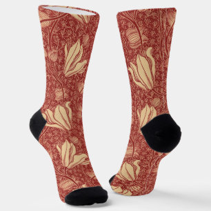 Morris Inspiriert Lily Blume Botanical Red Textile Socken