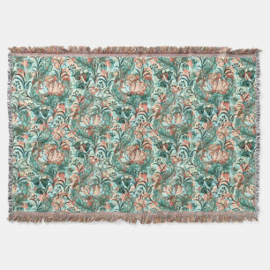 Morris Inspiriert Tulips, Peonies, Acanthus Green Decke