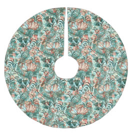 Morris Inspiriert Tulips, Peonies, Acanthus Green Polyester Weihnachtsbaumdecke