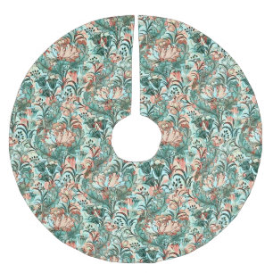 Morris Inspiriert Tulips, Peonies, Acanthus Green Polyester Weihnachtsbaumdecke