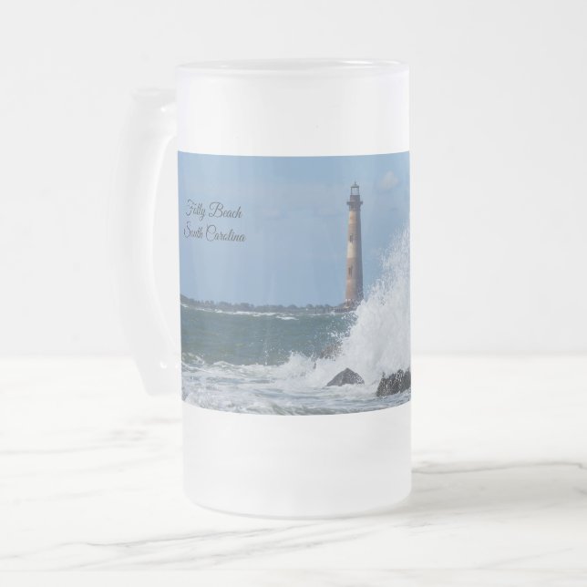 Morris Island Lighthouse Splash Mattierte Tasse (Vorderseite Links)