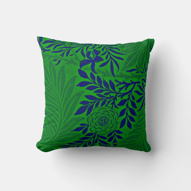 Morris - Larkspur in Vibrant Green und Blue Kissen (Vorderseite)