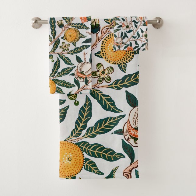 Morris Light Background Antikes Pomegrana Muster Badhandtuch Set (Insitu)