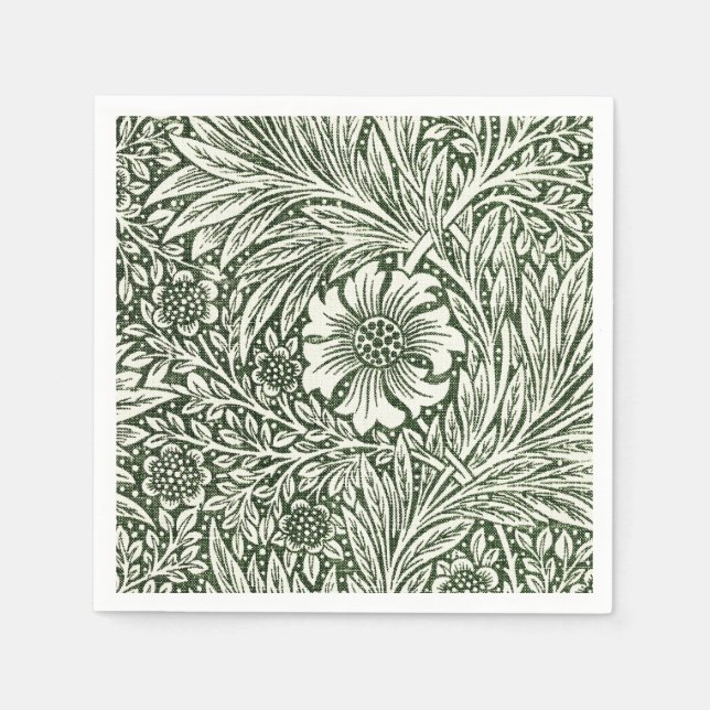 Morris Marigold Vintag 1875 Grüne Blume Serviette (Vorderseite)