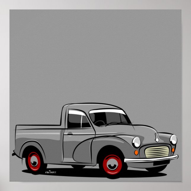 Morris Minor 1000 Lieferwagen grau Poster (Vorne)