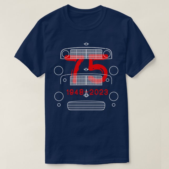 Morris Minor Oldtimer Evolution 75. Jubiläum T-Shirt (Design vorne)