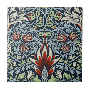 Morris Navy Blau Schlangenkopf-Blumenmuster-Tapete Fliese