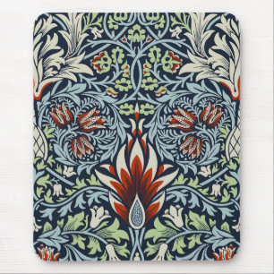 Morris Navy Blau Schlangenkopf-Blumenmuster-Tapete Mousepad