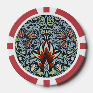 Morris Navy Blau Schlangenkopf-Blumenmuster Tapete Pokerchips