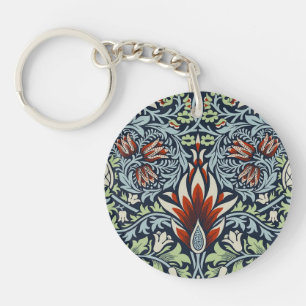 Morris Navy Blau Schlangenkopf-Blumenmuster-Tapete Schlüsselanhänger
