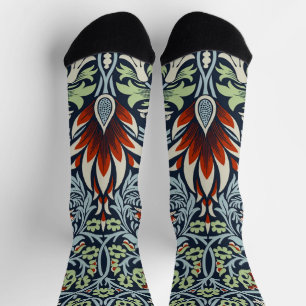 Morris Navy Blau Schlangenkopf-Blumenmuster-Tapete Socken