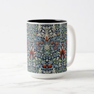 Morris Navy Blau Schlangenkopf-Blumenmuster-Tapete Zweifarbige Tasse