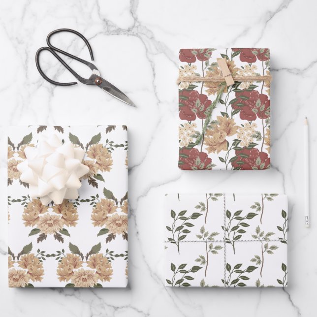 Morris Park Floral Pattern Geschenkpapier Set (Vorderseite)