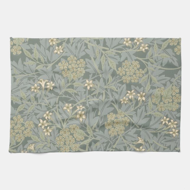 Morris Rebe und Jasmingarten Blumen Klassiker Geschirrtuch (Horizontal)