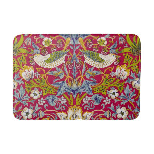 Morris Red Background Strawberry Diief Pattern Badematte