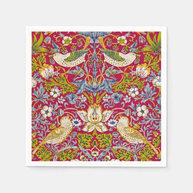 Morris Red Background Strawberry Diief Pattern Serviette (Vorderseite)