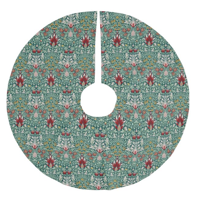 Morris Snakeshead Floral Classic Botanical Green Polyester Weihnachtsbaumdecke (Vorderseite)