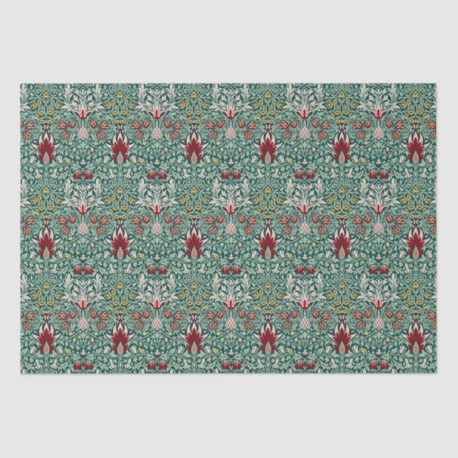 Morris Snakeshead Floral Classic Botanical Green Seidenpapier (Vorderseite)