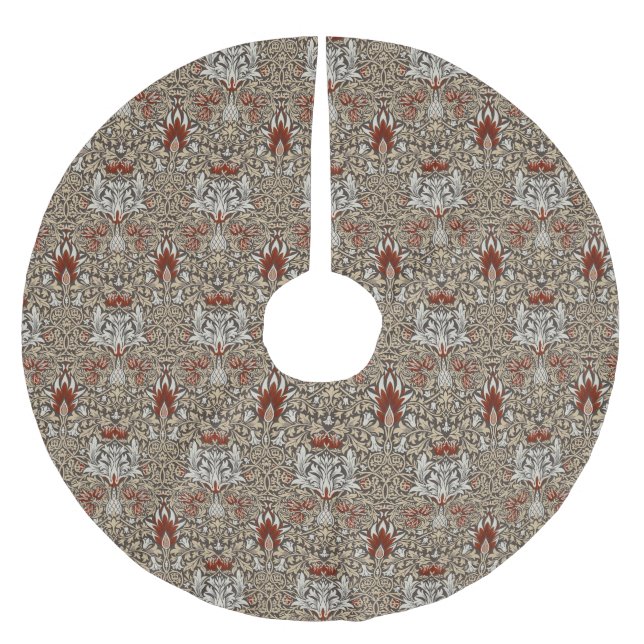 Morris Snakeshead Floral Classic Earth Tones Polyester Weihnachtsbaumdecke (Vorderseite)