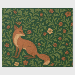 Morris-Stil-Fuchs-Wald-Cottagecore-Seidenpapier Geschenkpapier