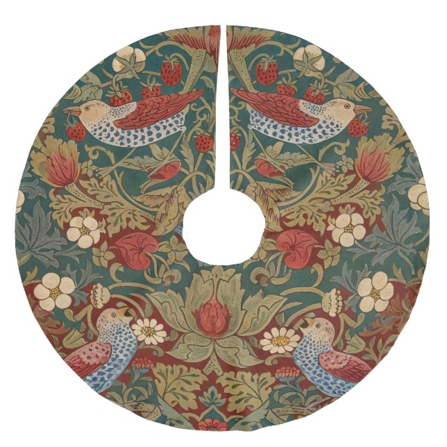 Morris - Strawberry Thief  #2 Floral Pattern  Polyester Weihnachtsbaumdecke (Vorderseite)