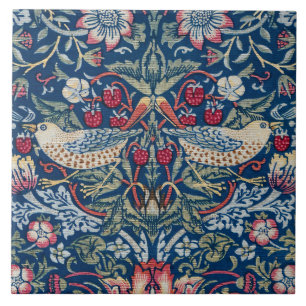 Morris Strawberry Thief Classic Indigo Blau Fein Fliese