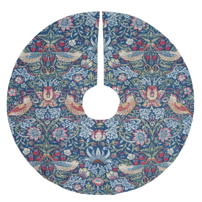 Morris Strawberry Thief Classic Indigo Blau Fein Polyester Weihnachtsbaumdecke (Vorderseite)