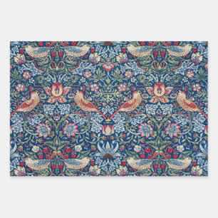 Morris Strawberry Thief Classic Indigo Blue Fein Geschenkpapier Set