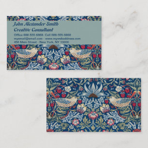 Morris Strawberry Thief Classic Indigo Blue Fein Visitenkarte