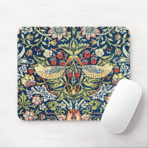 Morris Strawberry Thief Gelb Elfenbein Schieferbla Mousepad