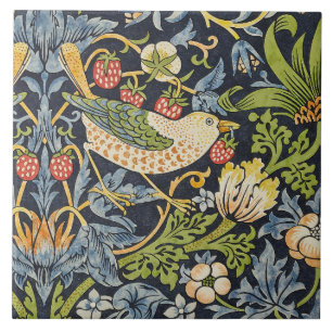 Morris Strawberry Thief Navy Blau Vintage Fine Art Fliese