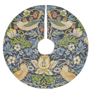 Morris Strawberry Thief Navy Blau Vintage Fine Art Polyester Weihnachtsbaumdecke