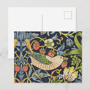 Morris Strawberry Thief Navy Blau Vintage Fine Art Postkarte