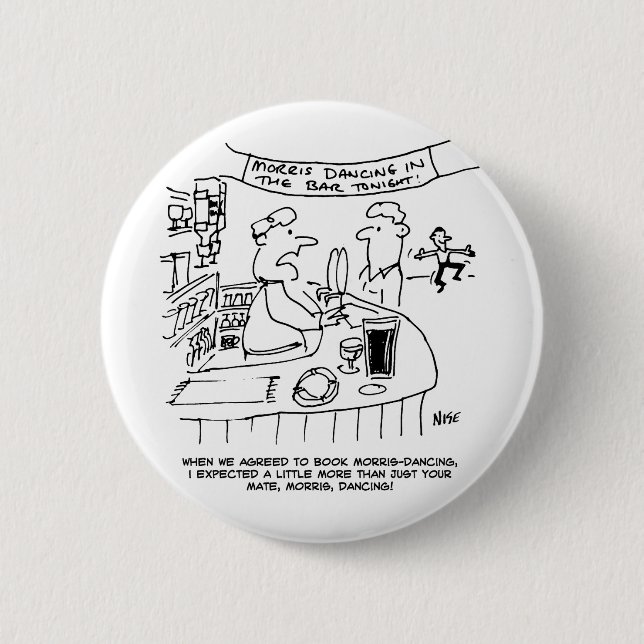 Morris Tanzen in Pub. Traditionelles Morris-Tanzen Button (Vorderseite)