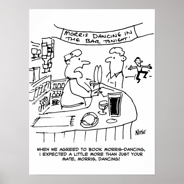 Morris Tanzen in Pub. Traditionelles Morris-Tanzen Poster (Vorne)