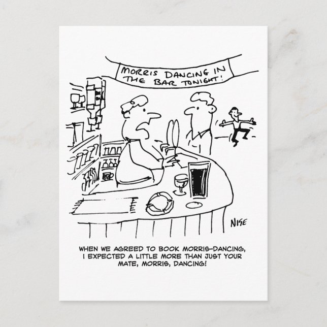 Morris Tanzen in Pub. Traditionelles Morris-Tanzen Postkarte (Vorderseite)