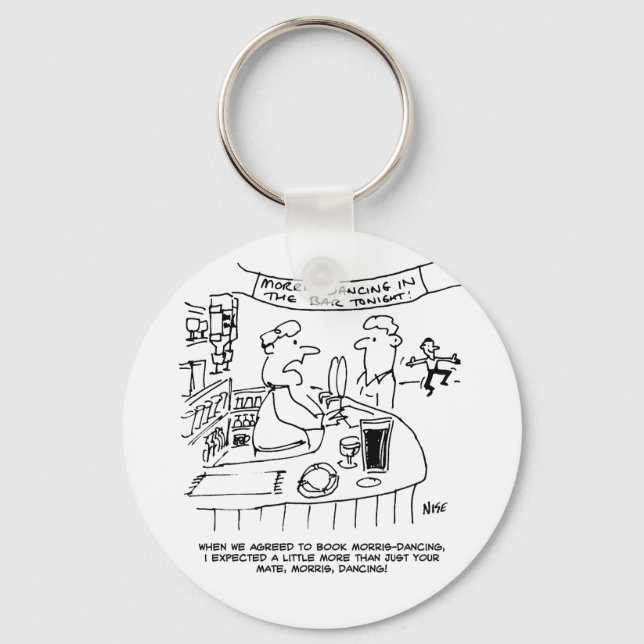 Morris Tanzen in Pub. Traditionelles Morris-Tanzen Schlüsselanhänger (Vorderseite)