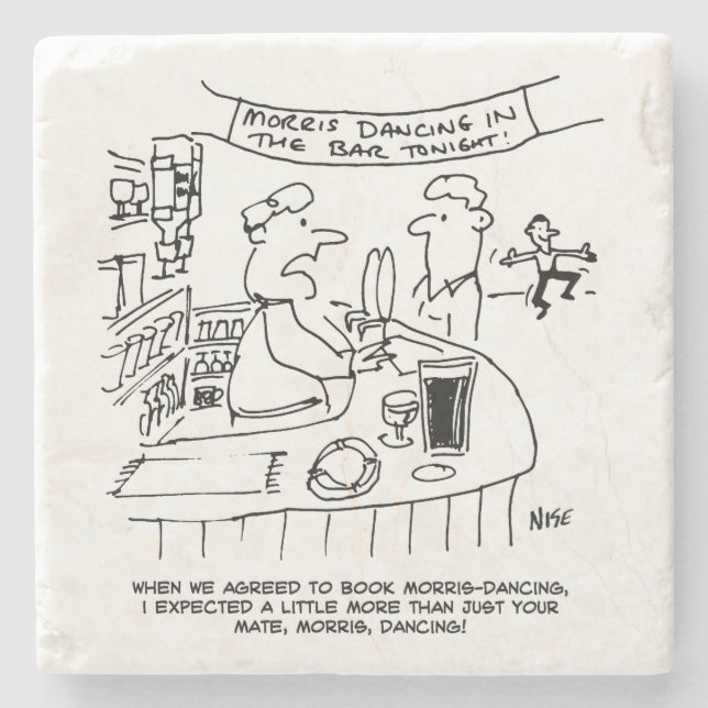 Morris Tanzen in Pub. Traditionelles Morris-Tanzen Steinuntersetzer (Vorderseite)