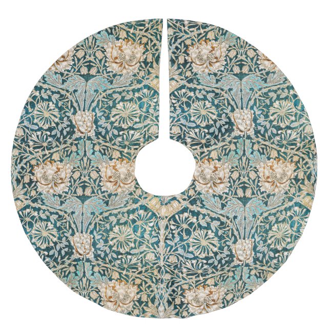 Morris Teal Blau Geißblatt Blumen Wallpaper Polyester Weihnachtsbaumdecke (Vorderseite)