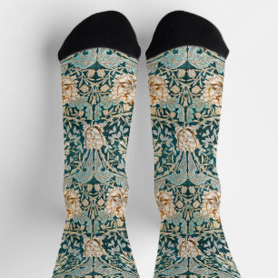 Morris Teal Blau Geißblatt Blumen Wallpaper Socken