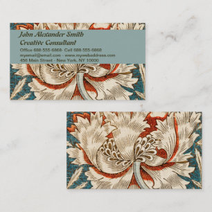 Morris Teal Blau Geißblatt Blumen Wallpaper Visitenkarte
