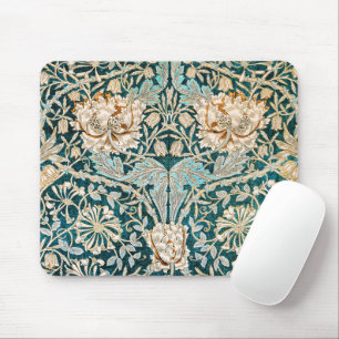 Morris Teal Blaue Geißblatt-Blumen-Tapete Mousepad