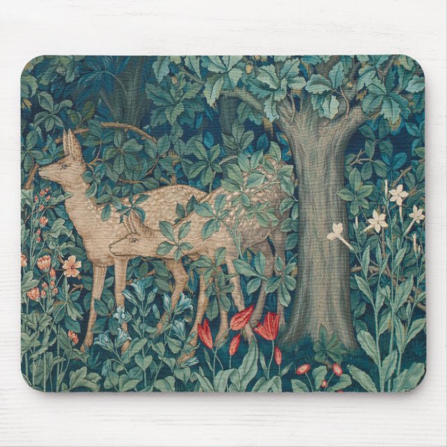 Morris-Teppich Wald Hirschpaar Mousepad (Vorne)