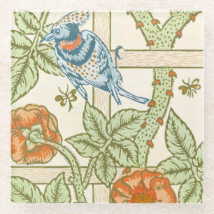 Morris' Trellis 1862 Vintage Blume & Vogelmuster Glasuntersetzer
