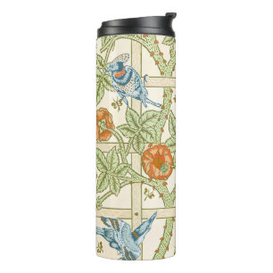 Morris' Trellis 1862 Vintage Blume & Vogelmuster Thermosbecher